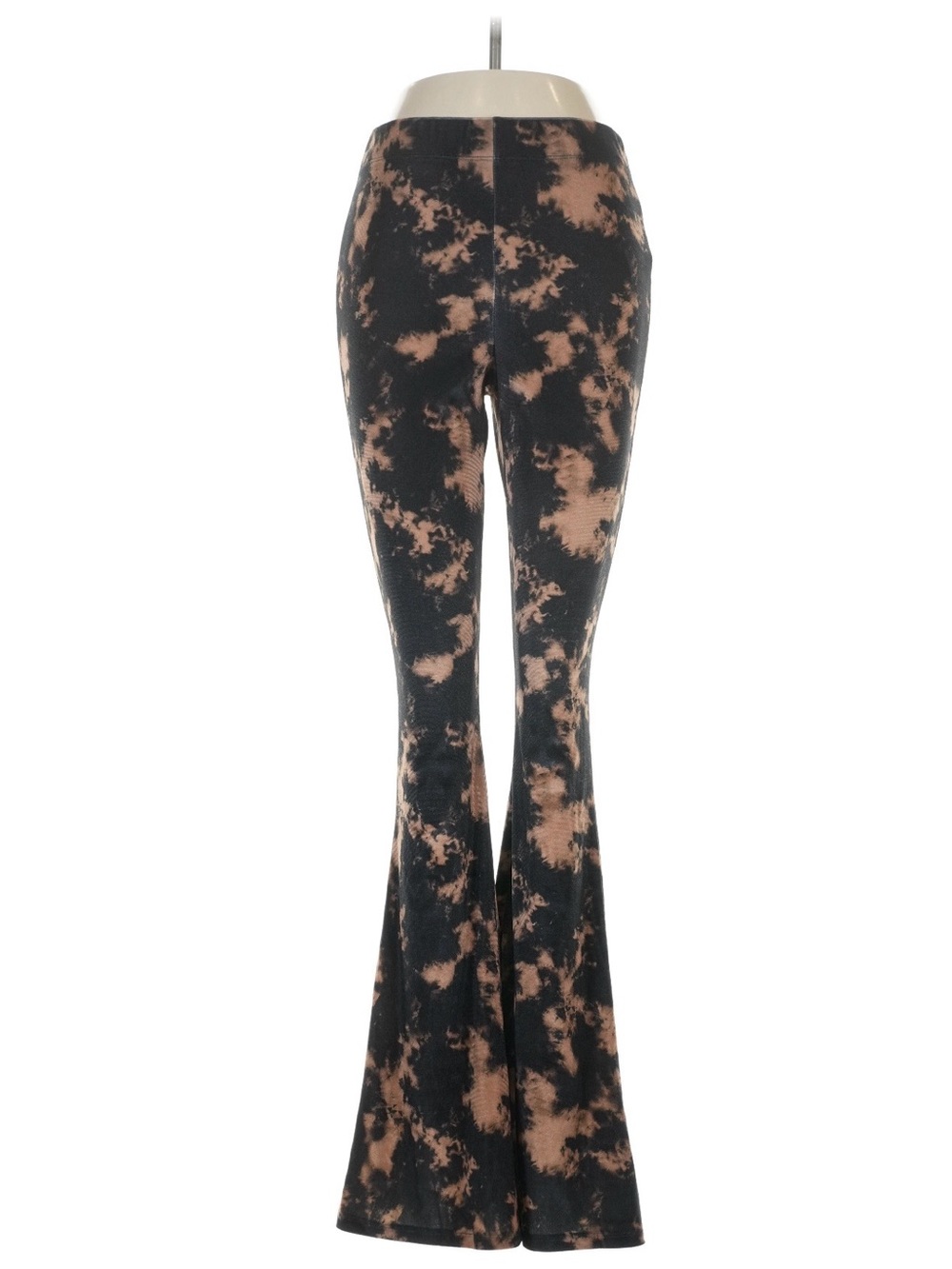 Tie-Dye Flared Knit Pants - Black & Tan